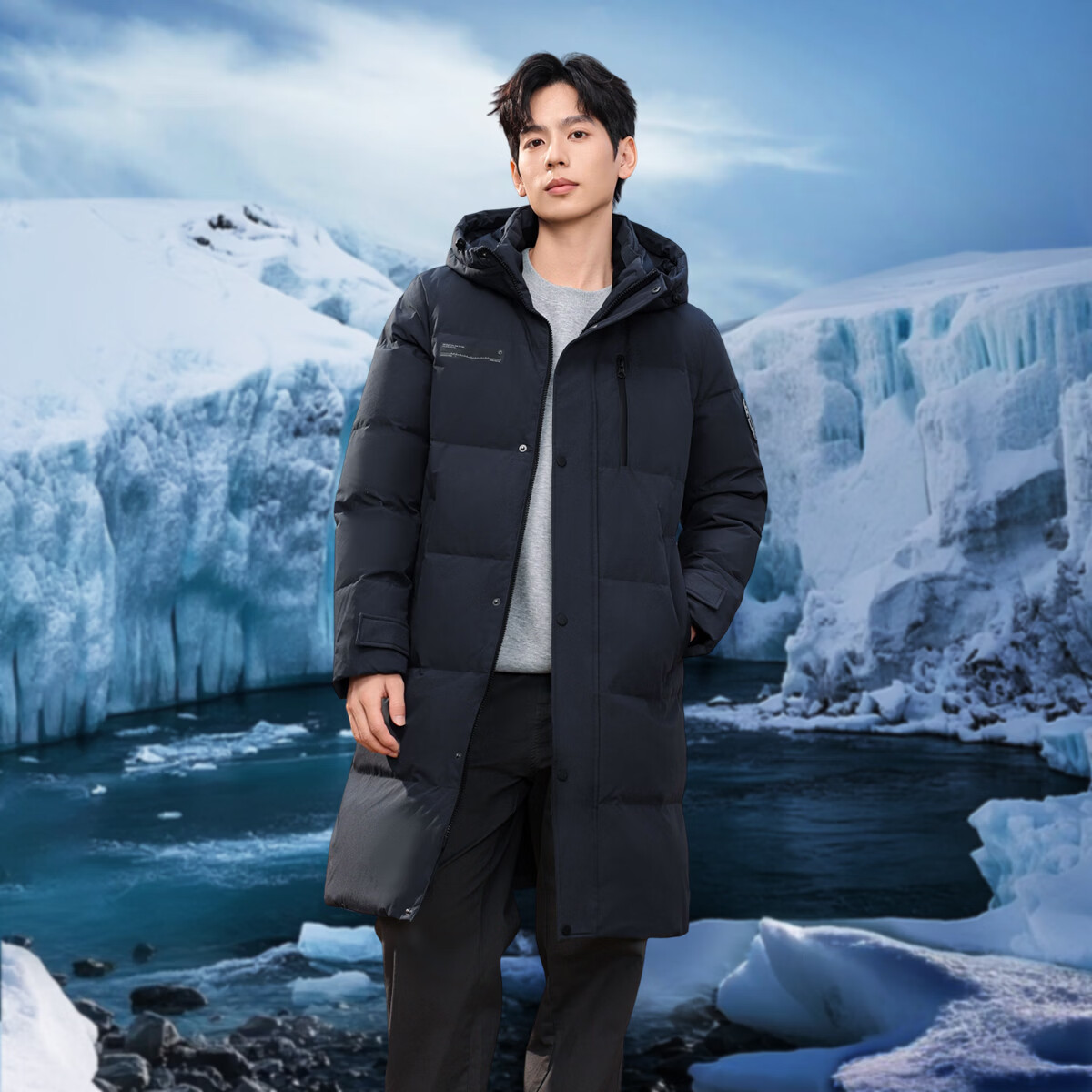 雪中飞 断码!最高197g充绒 85%绒长款H版型连帽羽绒服 170.1元 - 清风线报
