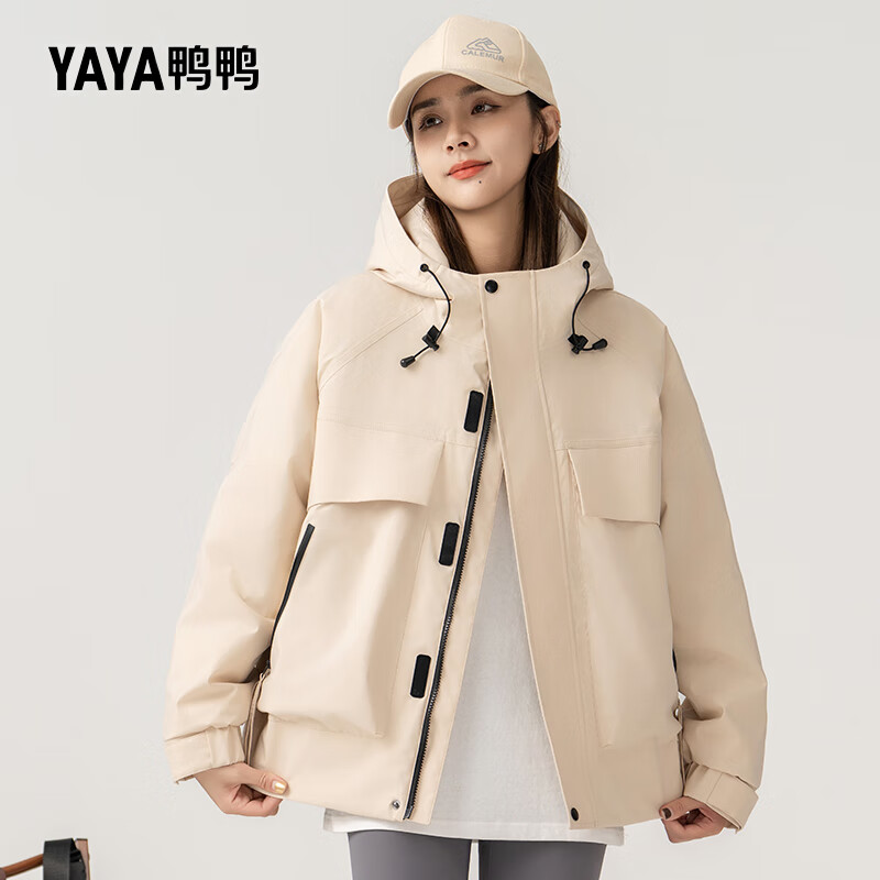 YAYA 鸭鸭羽绒服 鸭鸭冲锋衣羽绒服2024男女防水登山户外时尚情侣冬季防风保