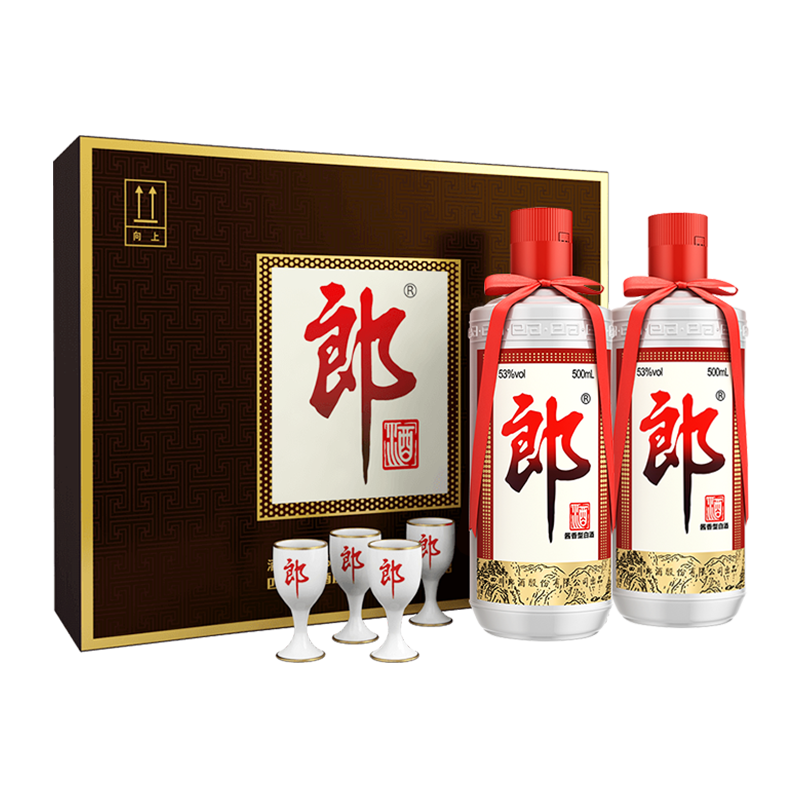 京东百亿补贴，Plus会员：郎酒 郎牌郎酒 酱香型 53度 500ml*2瓶 礼盒装* 1025.63