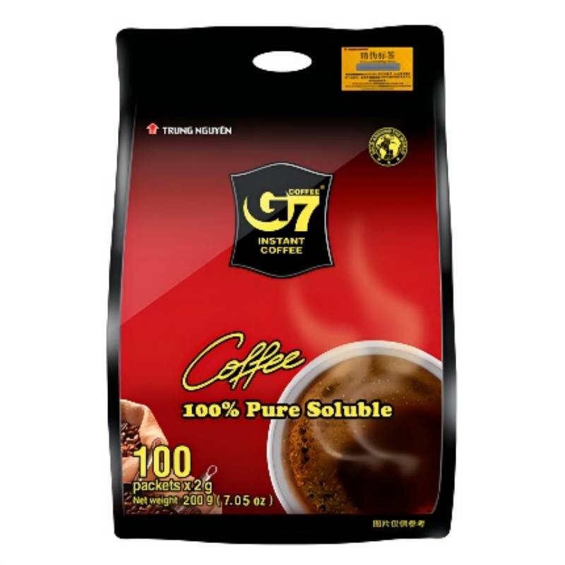 G7 COFFEE G7 中原美式萃取速溶纯黑咖啡0蔗糖0脂燃减低脂健身咖啡豆粉 200g（