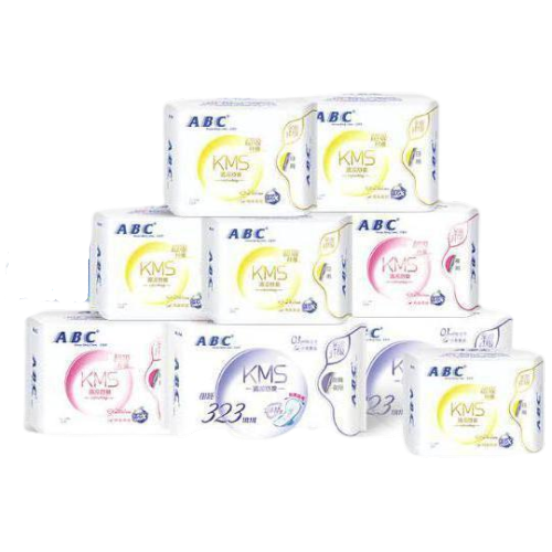ABC 日夜用卫生巾组合 姨妈巾套装KMS纤薄9包62片(日用40片+夜用22片) 43.47元（