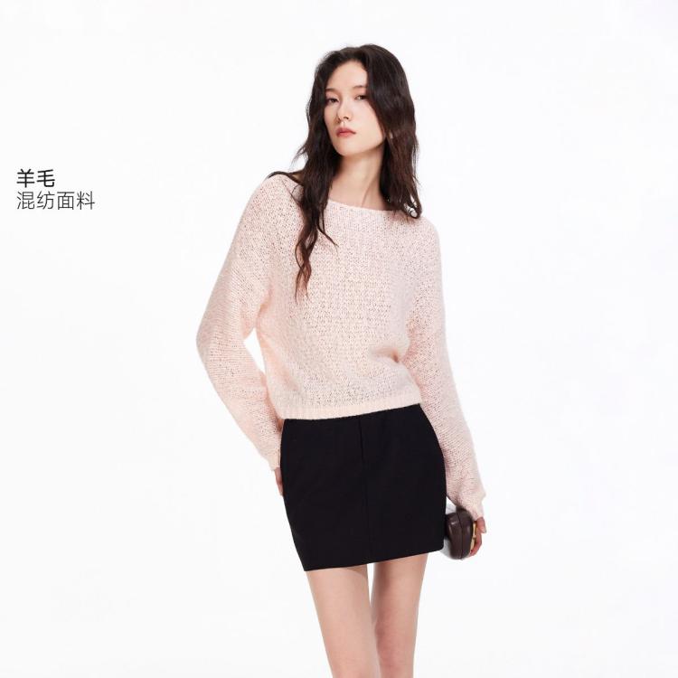 VERO MODA 26秋新品含马海毛通勤长袖圆领上衣温柔风针织衫女 269元