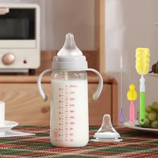 evorie 爱得利 玻璃宽口径带手柄玻璃奶瓶耐高温婴儿奶瓶6个月1岁2岁带重力