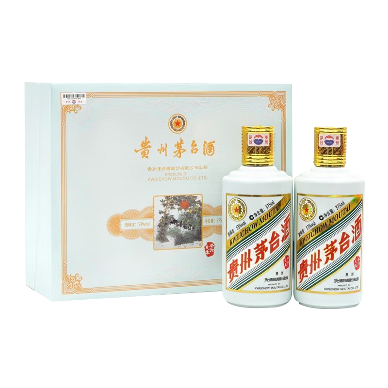 京东百亿补贴：MOUTAI 茅台 生肖纪念 癸卯兔年 酱香型白酒 53度 375ml*2 礼盒装