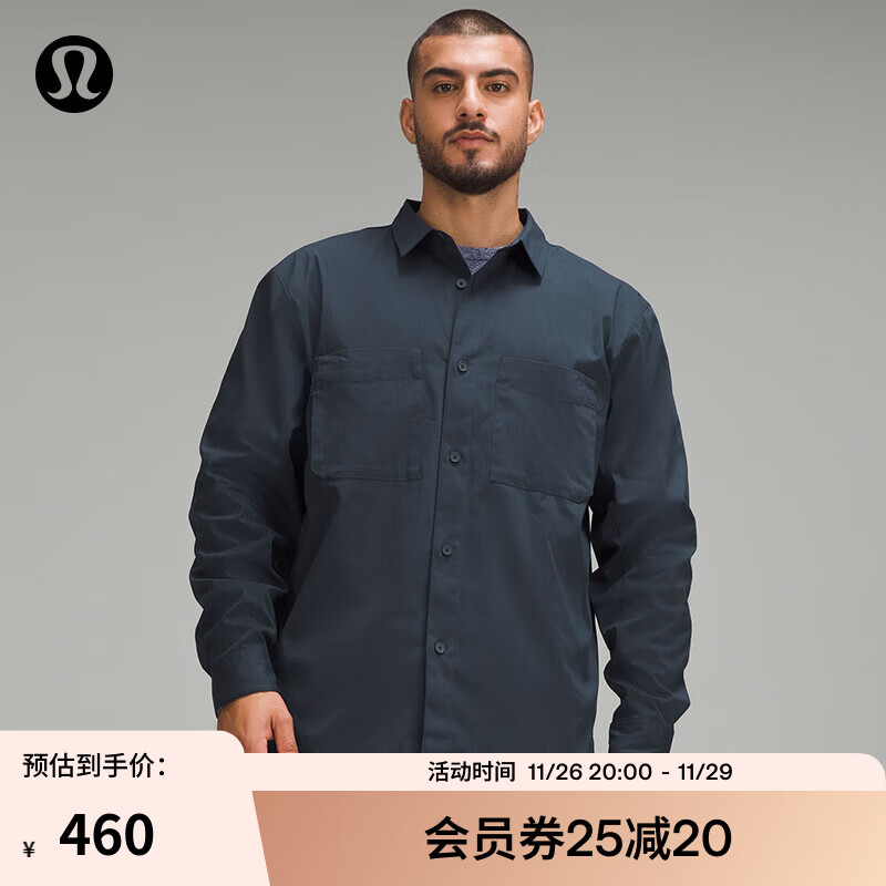 lululemon Poplin 男士宽松款府绸长袖衬衫 LM3F41S 海军蓝 ￥457.6