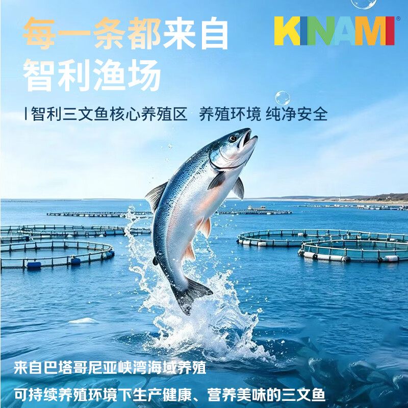 KINAMI津奈 智利大西洋三文鱼块净重2斤带皮去刺块 4-6块 进口海鲜 112.5元 - 线报酷