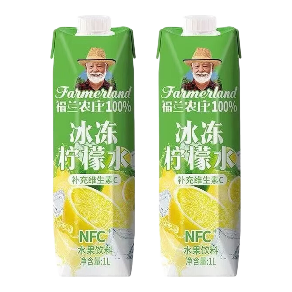 福兰农庄 100%冰冻柠檬水1L*2家庭大瓶装夏季聚餐解腻饮料 9.9元