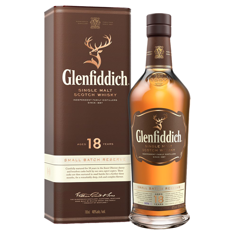PLUS会员：Glenfiddich 格兰菲迪 18年 单一麦芽 苏格兰威士忌 40﹪vol 700ml 505.75元