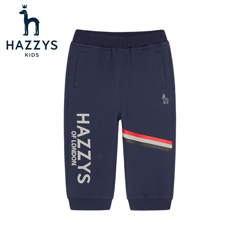 HAZZYS 哈吉斯 品牌童装男童针织七分裤夏季男童儿童休闲运动针织裤中大童