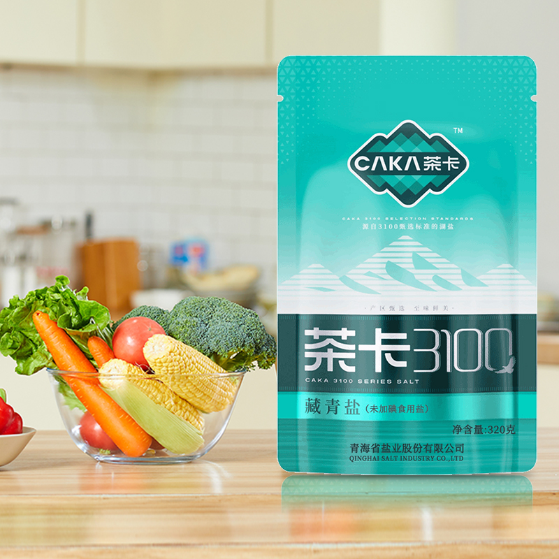 CAKA 茶卡 藏青盐湖盐320g*10袋自然结晶盐未加碘食用盐家用细盐食盐 50.25元