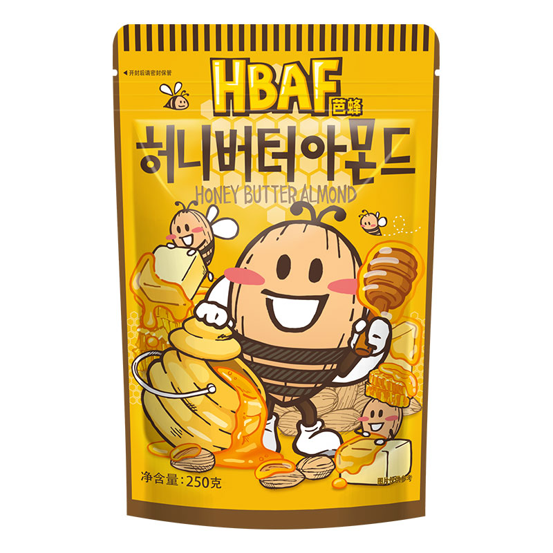 88VIP：HBAF 芭蜂 韩国进口坚果蜂蜜黄油扁桃仁250g 26.92元（需买3件，共80.76元