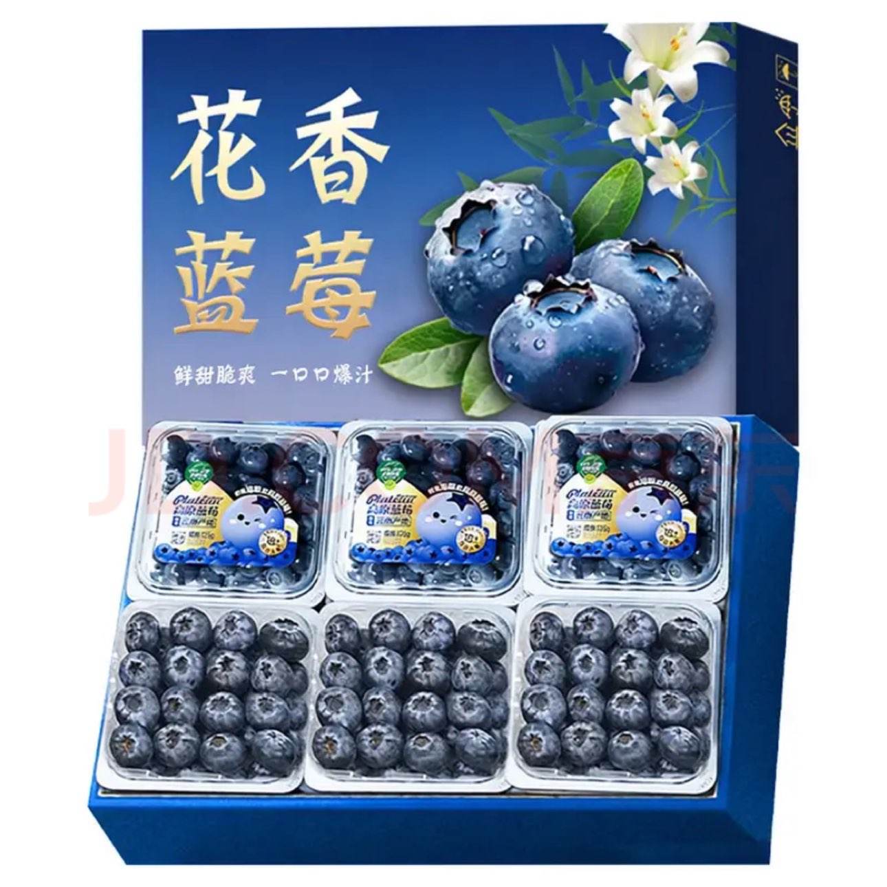 果亚多 云南花香蓝莓 新鲜时令国产蓝莓 带箱1.5斤 单果15mm+ 净重6盒*100g 仅2.