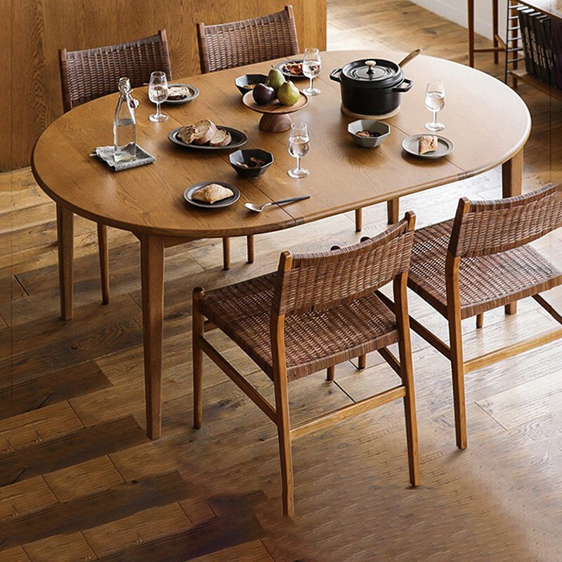 JIAYI 家逸 实木餐桌家用日式伸缩桌子现代简约小户型饭桌折叠圆形餐桌 日