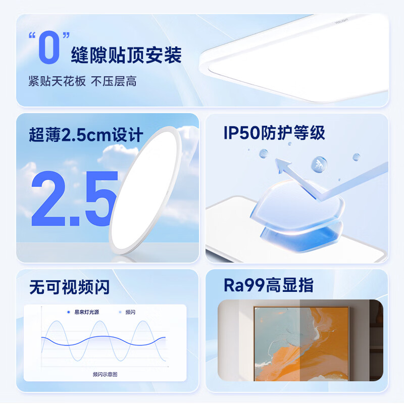 Yeelight led全光谱护眼吸顶灯客厅卧室接入米家APP灯具纤悦 1335.09元（需用券