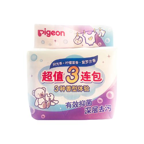 Pigeon 贝亲 儿童洗衣皂3连包 肥皂 (阳光香*1柠檬草香*1紫罗兰香*1 ) PL331 14.6元