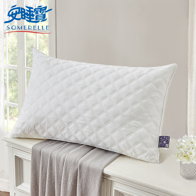 SOMERELLE 安睡宝 棉枕头芯 多针绗缝抗菌高弹纤维枕 中枕 30.3元（需用券）