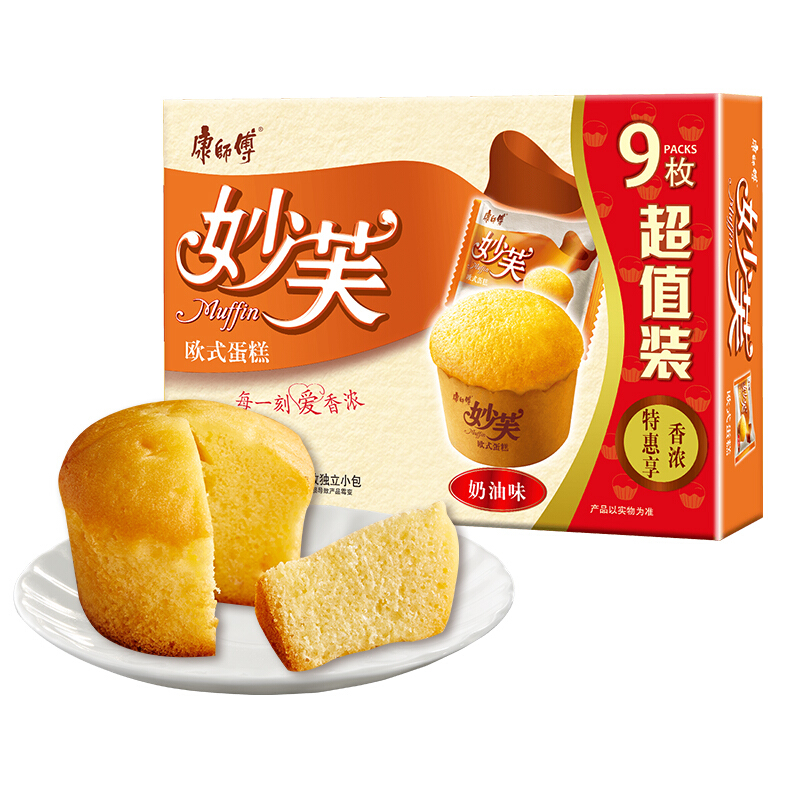 康师傅 妙芙欧式蛋糕奶油味 432g 9包 36元