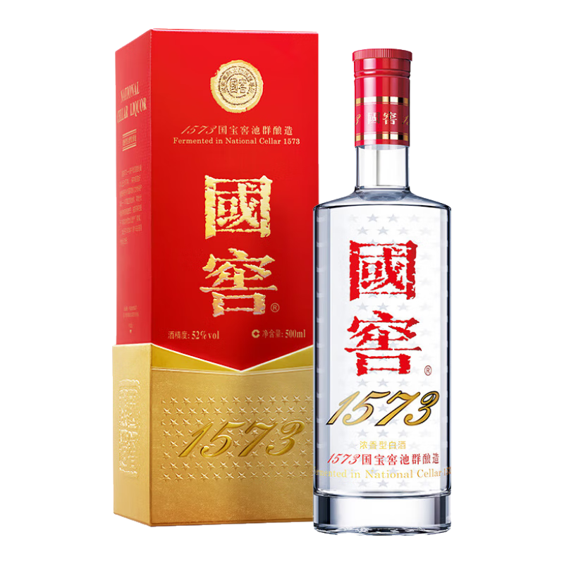 plus会员：泸州老窖（LUZHOULAOJIAO）泸州老窖 国窖1573浓香型白酒 52度 500ml （22