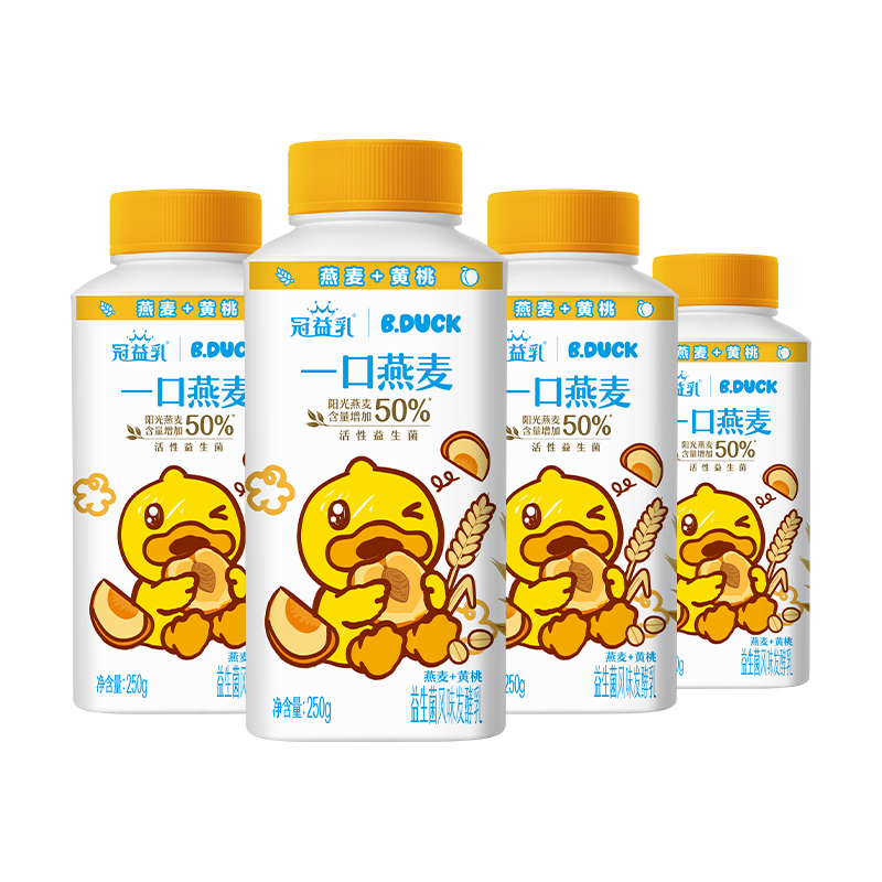 蒙牛 冠益乳燕麦黄桃味酸奶 250g*4 13.32元（需买2件，需用券）