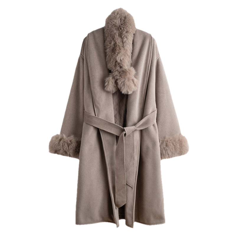 唐狮 2025秋冬长款毛领风衣女式外套加绒加厚高级感时尚女式大衣潮 169元