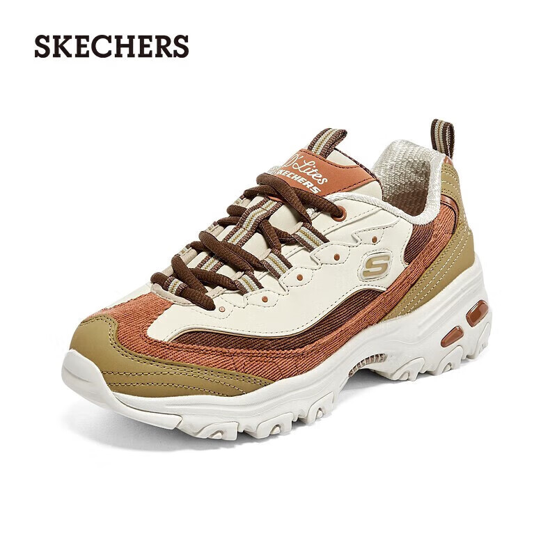 PLUS会员：斯凯奇 奶茶熊老爹鞋 女款 枫糖拿铁/TPNT 37 增高厚底休闲运动鞋 16