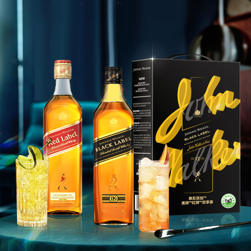 88VIP：尊尼获加 JOHNNIE WALKER 红牌+黑牌 调和型 苏格兰威士忌 500ml*2 礼盒装 172