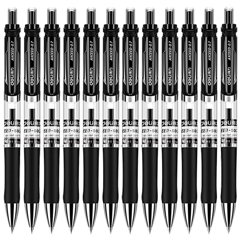 得力 S02 按动中性笔 透明款 黑色 0.7mm 12支装 20.16元