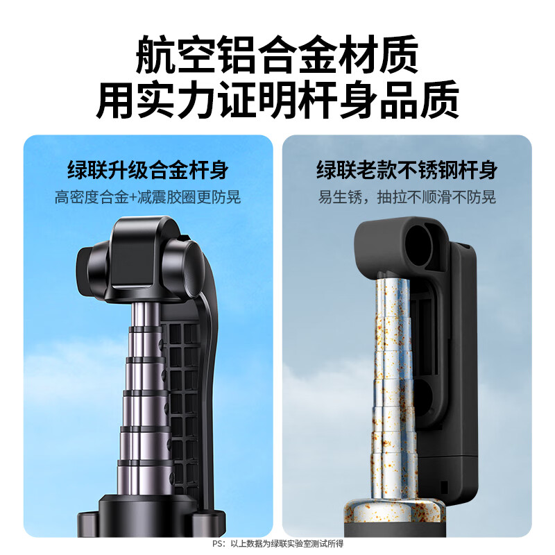 绿联 360°旋转 自拍杆 三脚架 蓝牙遥控 48.9元 - 86线报
