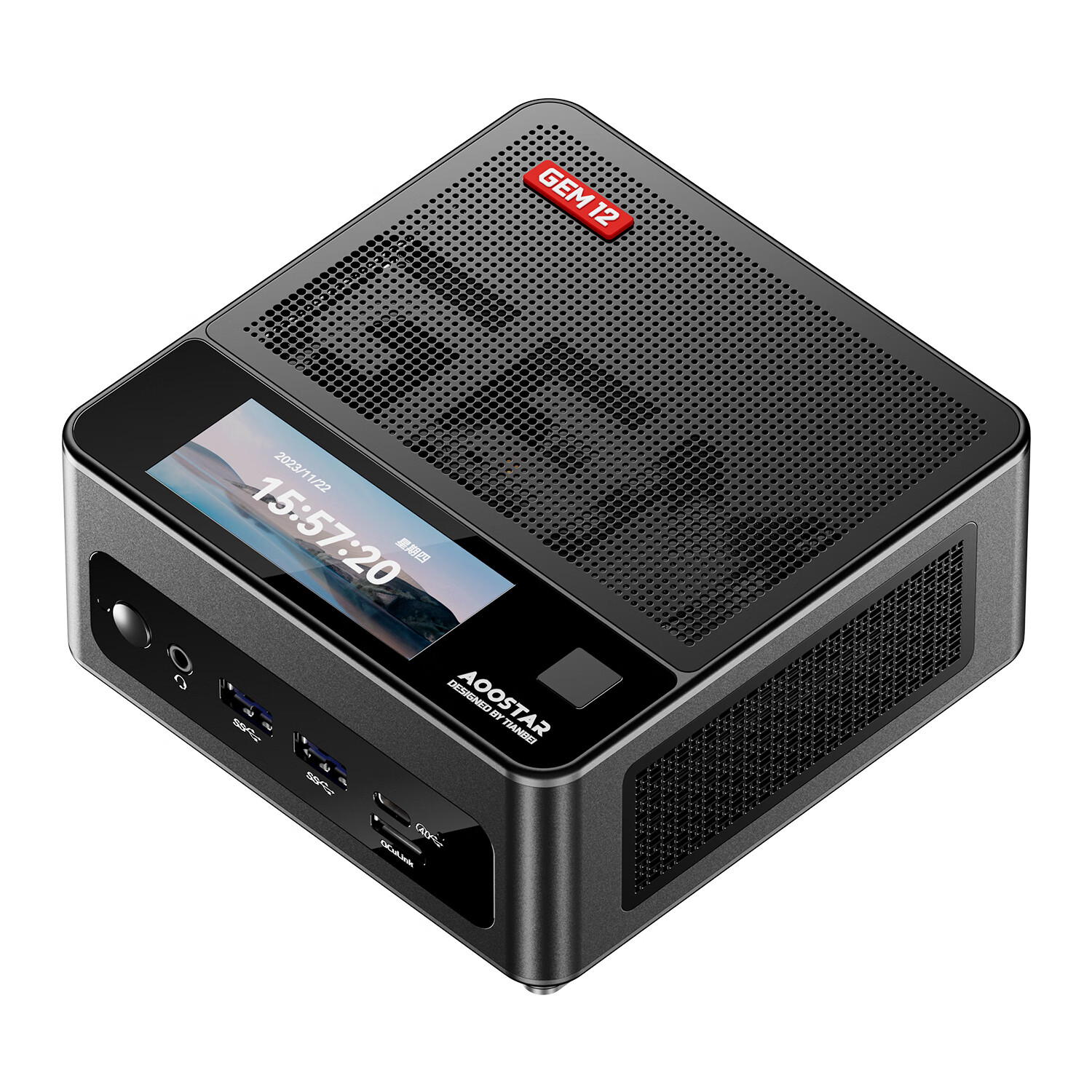 天钡 GEM12 迷你台式机 黑色（锐龙R7-8845HS、核芯显卡、16GB、512GB SSD）带副屏