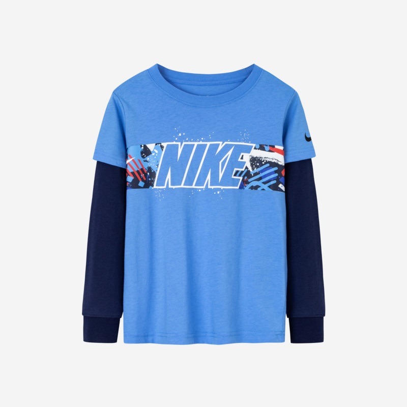 NIKE 耐克 童装秋季新品长袖T恤小童时尚假两件纯棉上衣男 100.38元（需买3件