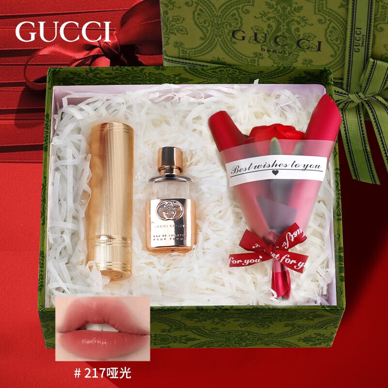 移动端、京东百亿补贴：GUCCI 古驰 520gucci口红礼盒香水口红套装女生 绒雾217