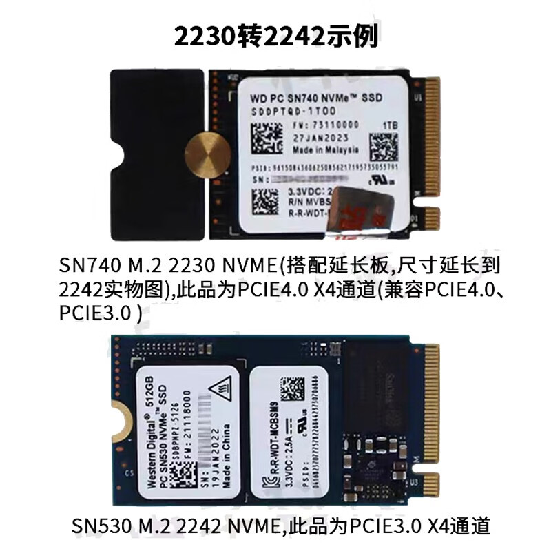 西部数据 联想拯救者掌机LEGION 2242 单面固态硬盘Nvme 1T 2TB 华为荣耀magicbook16p