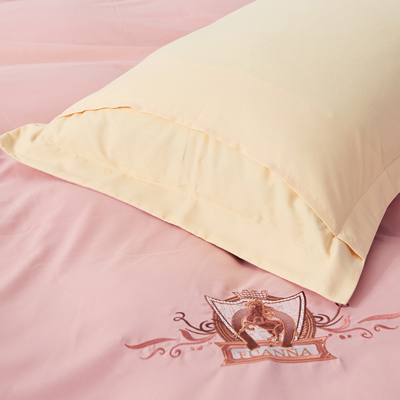 FUANNA 富安娜 家纺磨毛四件套简约床上用品三件套素绣床单被套被罩 259.6元（需用券）