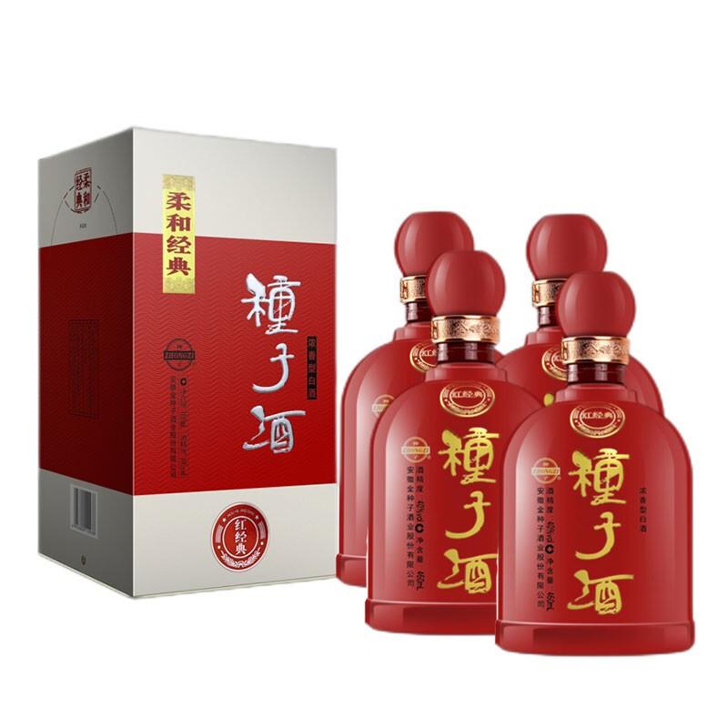 金种子 柔和红经典 浓香型白酒礼盒装 40度 460mL 4瓶 整箱装 203.04元（需用券