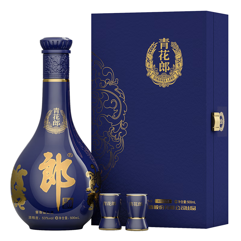 LANGJIU 郎酒 青花郎 53%vol 酱香型白酒 500ml +100ml 礼盒装 859元