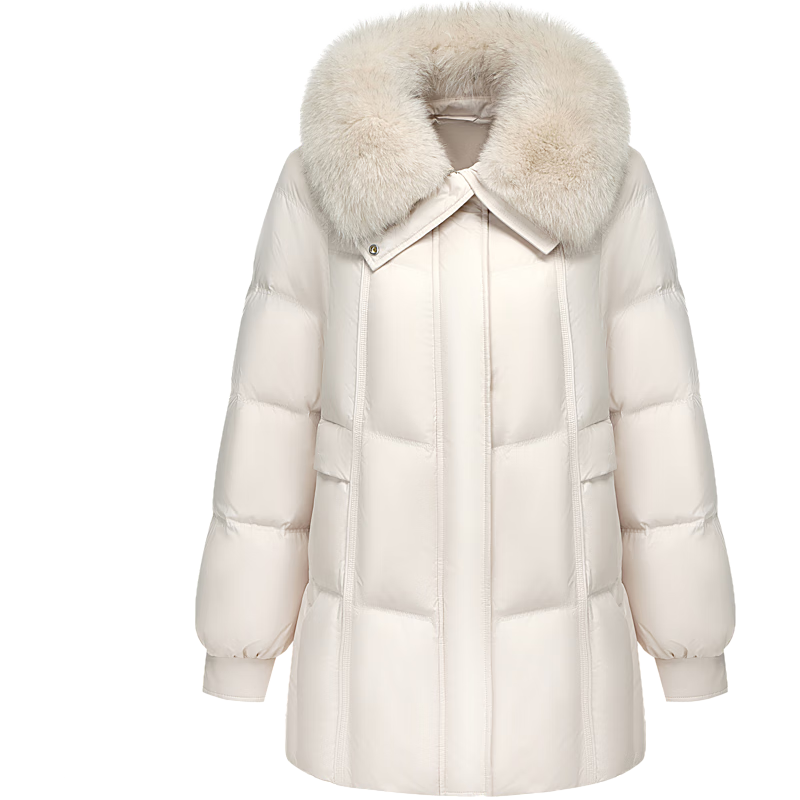 波司登 羽绒服女款短款大毛领新国标90绒修身外套 流沙米7B01 L 170/92A 843.55元