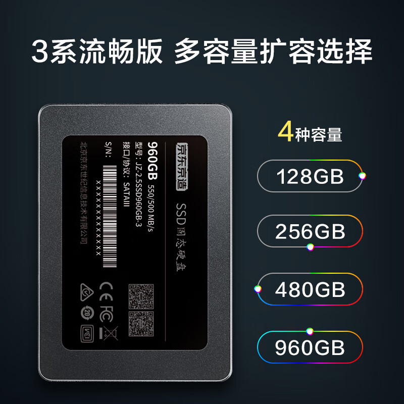京东京造 JZ-2.5SSD128GB-3 SATA固态硬盘 128GB 78.61元