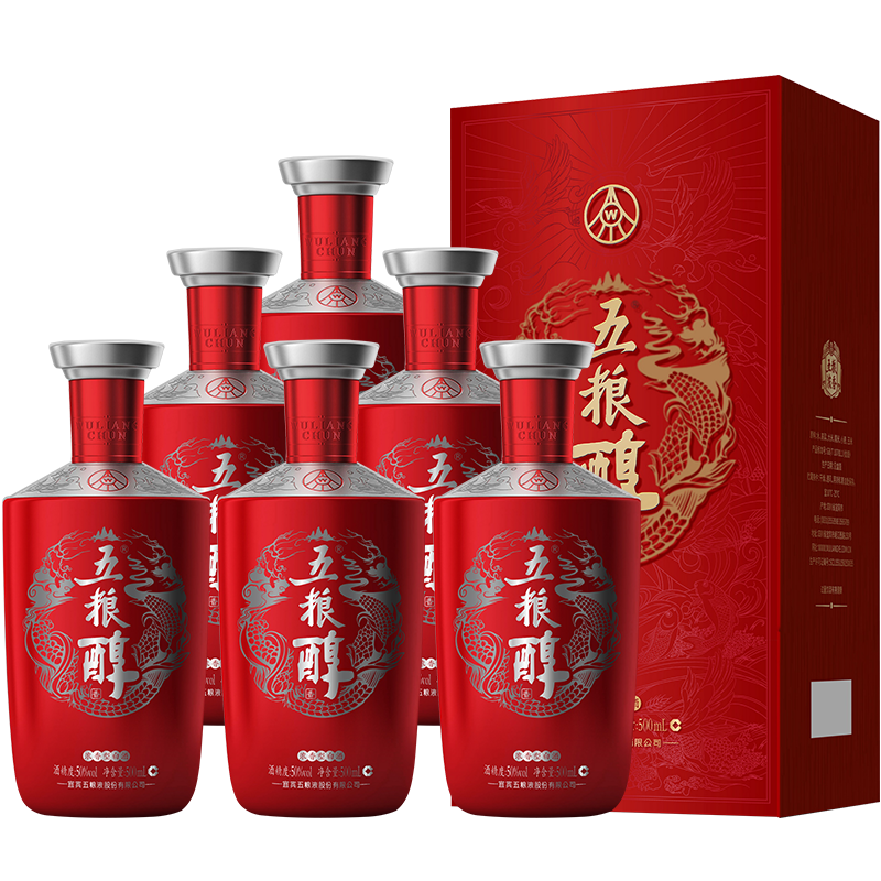 五粮醇 五粮液 五粮醇红装 50度 浓香型白酒 500mL*6瓶 315.31元（需用券）