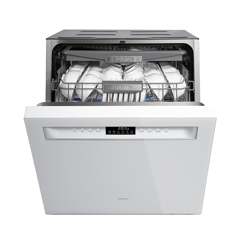 预售、PLUS会员：Robam 老板 盐系G1海盐白17+1套三层嵌入式洗碗机自动开关门