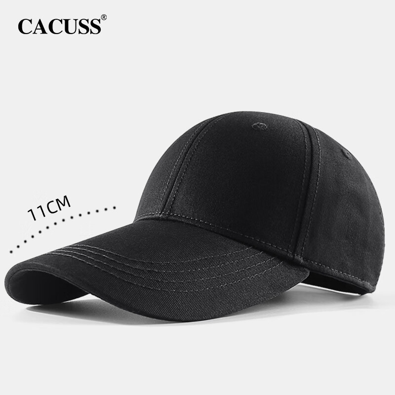 CACUSS B0062 棒球帽时尚帽子男女春夏季加长帽檐遮阳帽户外鸭舌帽 黑色 44.8元