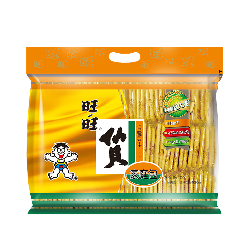 再降价、需首购、plus会员：旺旺 仙贝 原味 400g 家庭装 实付9.76元(返卡4元，