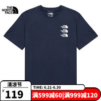 THE NORTH FACE 北面 t恤短袖男装女装春夏上衣运动户外舒适透气圆领半袖 8K2/藏