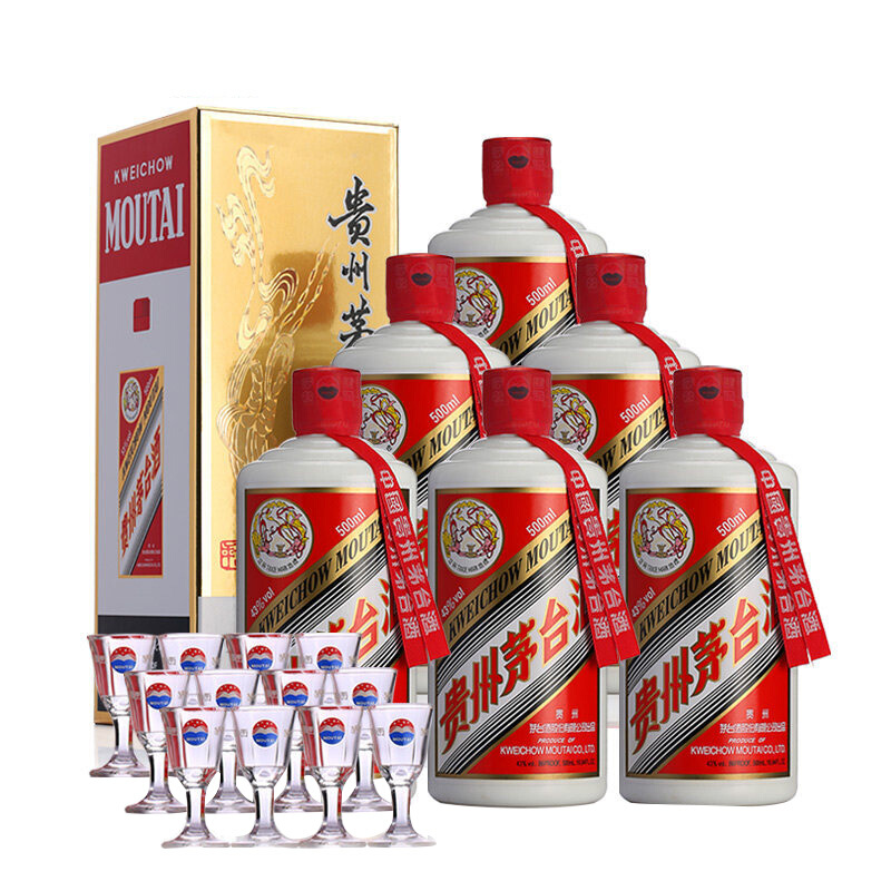 MOUTAI 茅台 贵州茅台酒 茅台飞天 43度 酱香型白酒婚宴送礼 43度 500mL 6瓶 （原