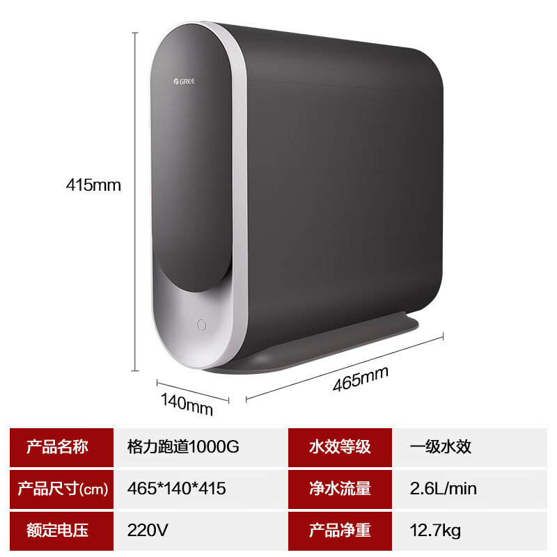 国家补贴：格力 GREE WTE-PT125-2X620C 净水器家用净水机 1000G 1359.24元包邮（双重