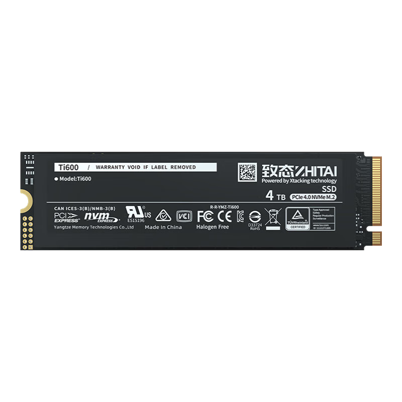 PLUS会员：（ZhiTai）致态 长江存储 4TB SSD固态硬盘 NVMe M.2接口 Ti600系列 (PCIe 4.