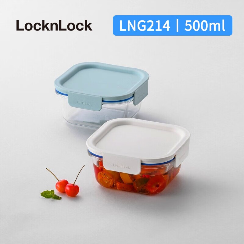 LOCK&LOCK LNG214WHT 玻璃保鲜盒 500ML 清爽白 18.52元（双重优惠）