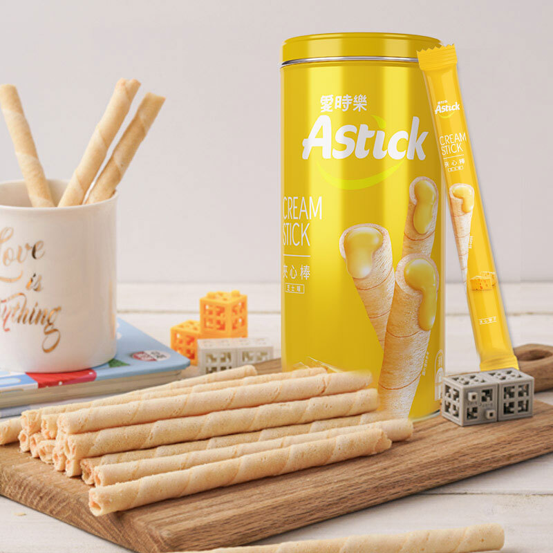 astick 爱时乐 芝士味夹心棒(注心饼干)蛋卷威化饼干休闲零食小吃 150