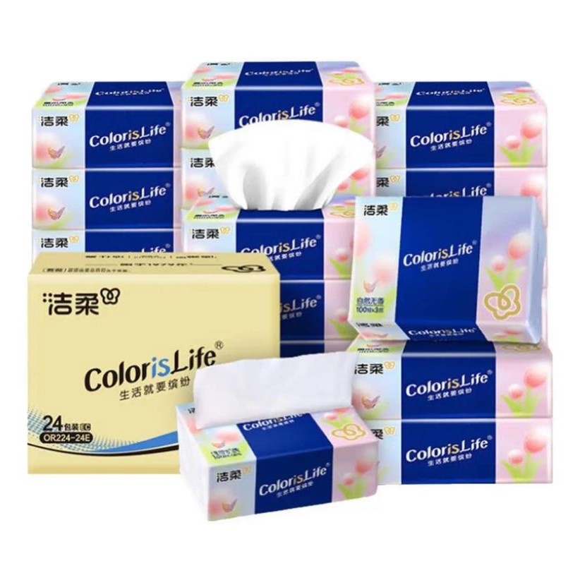 洁柔 缤纷生活系列抽纸 3层100抽*24包 23.99元（需买3件，需用券）