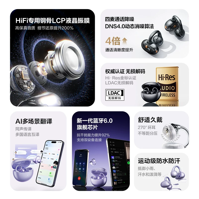 唐麦 Q6耳夹款 骨传导开放式蓝牙耳机 星光白 150.45元 - 清风线报