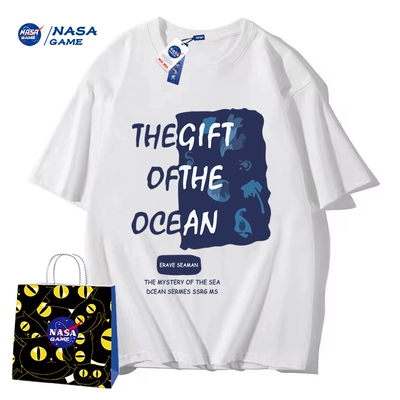 需领券：NASA GAME 2024纯棉短袖情侣款男女T恤 *4件 99.60元（买4件，合24.90元/件